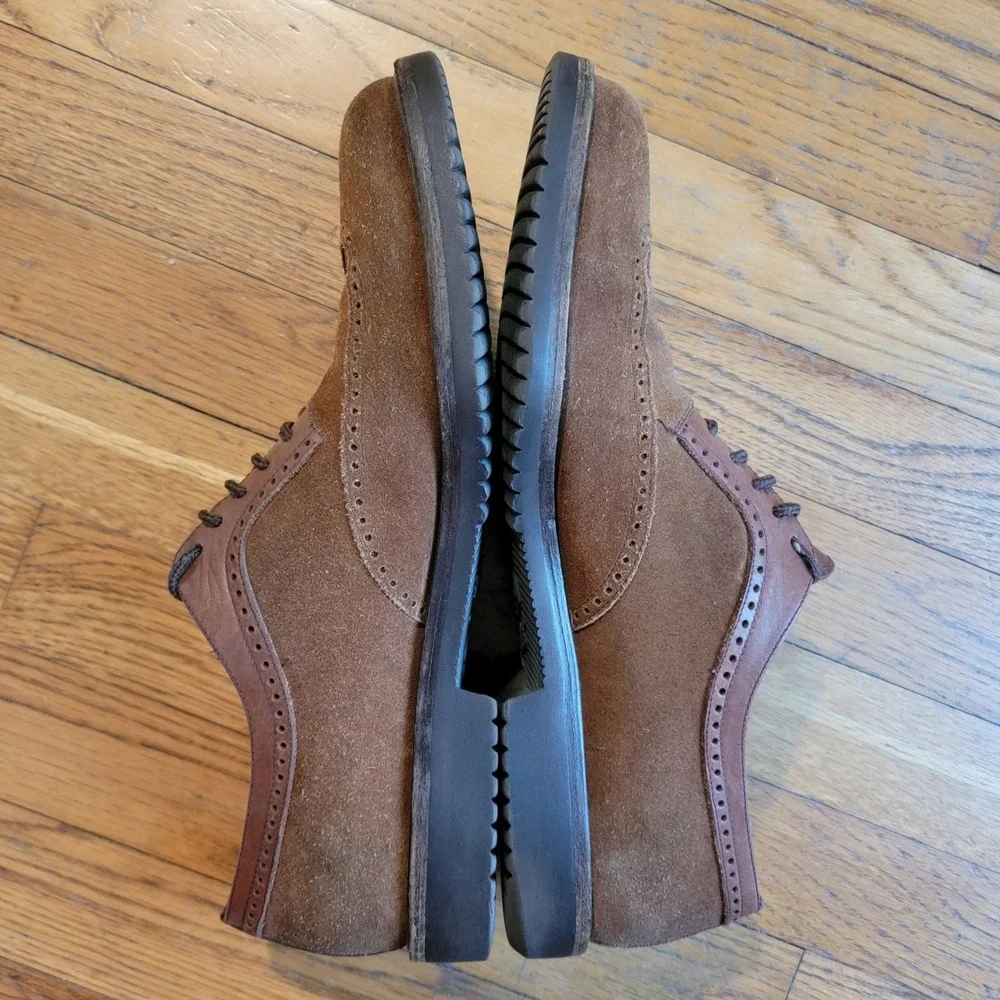 Salvatore Ferragamo Studio Men's Size 10.5B Brown Suede Wingtip Oxford Derby‎